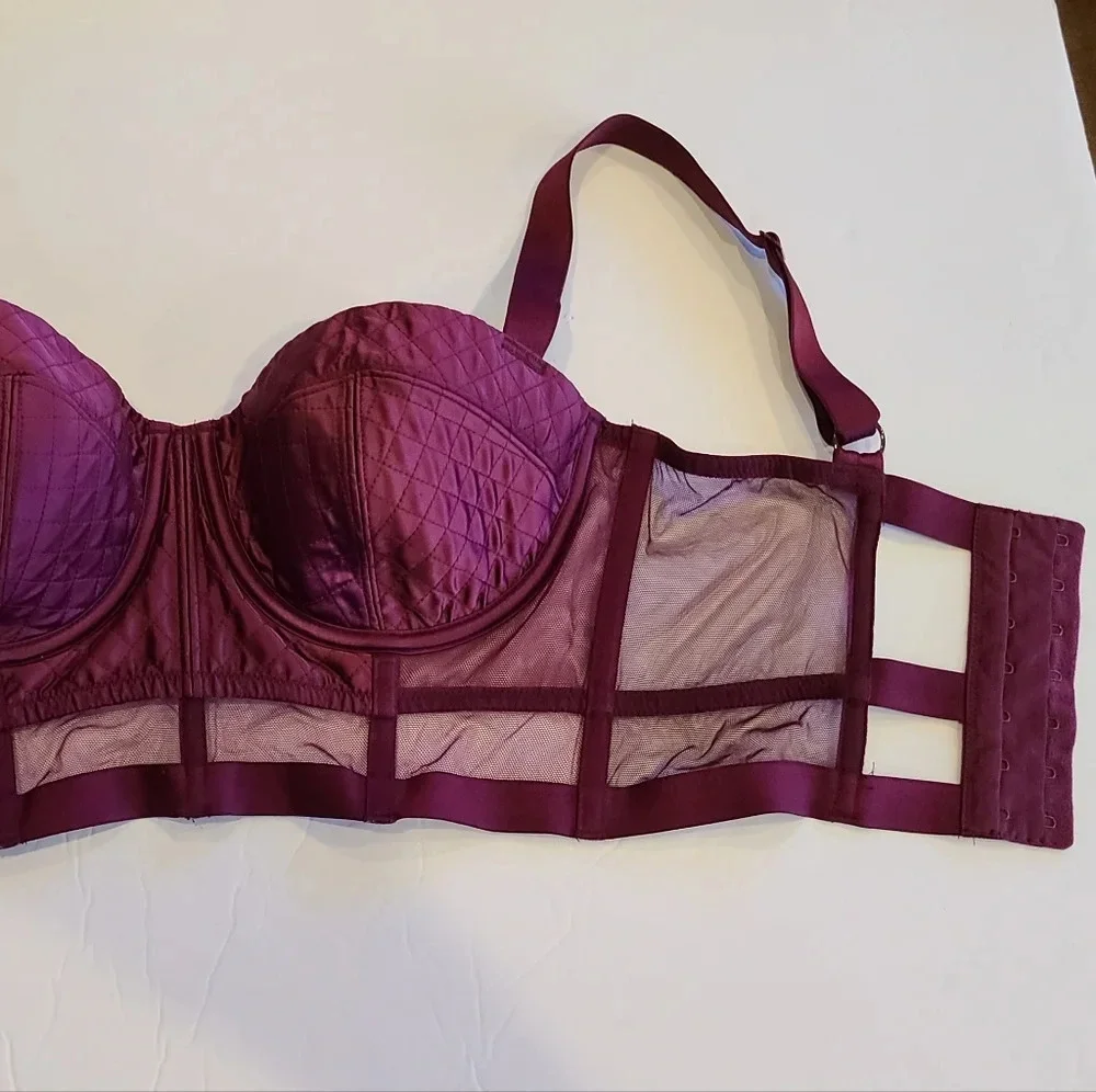Victoria's Secret Very Sexy long line satin & mesh bra sz. 34D